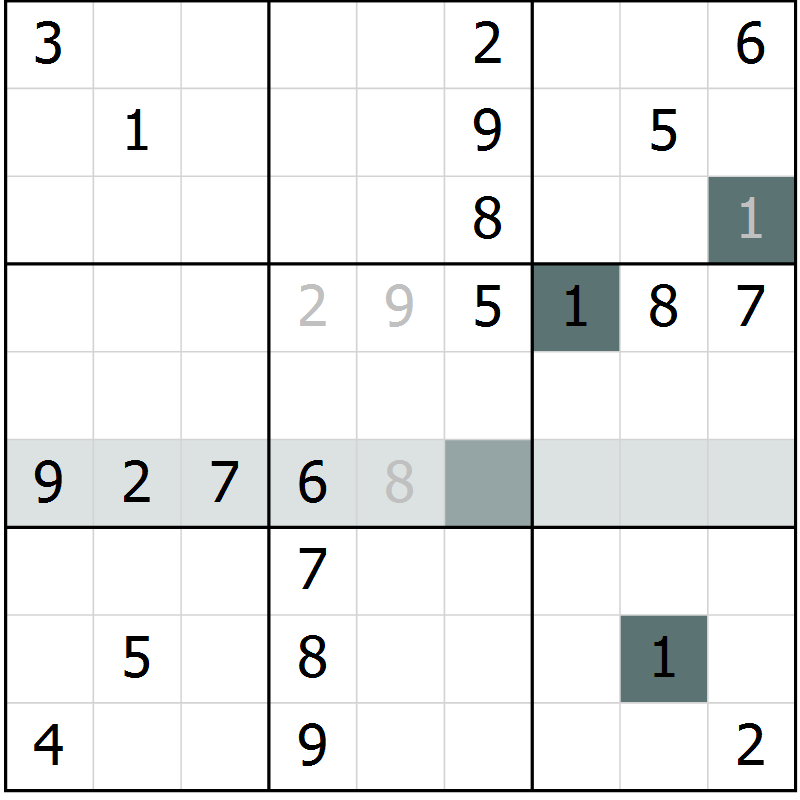 Position des candidats pour la solution de la Gr 26 page 28 du magazine de sudoku Success n° 020