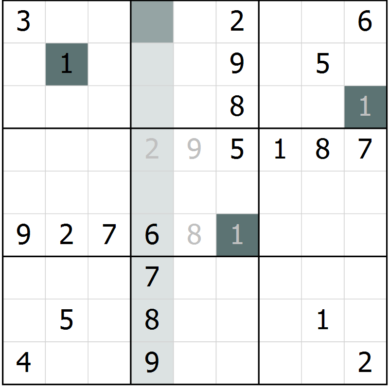 Position des candidats pour la solution de la Gr 26 page 28 du magazine de sudoku Success n° 020