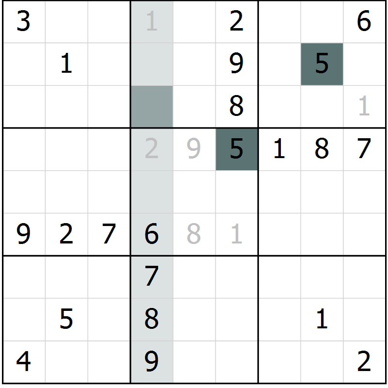 Position des candidats pour la solution de la Gr 26 page 28 du magazine de sudoku Success n° 020