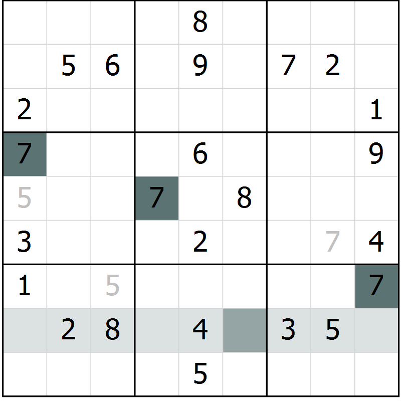 Position des candidats pour la solution de la Gr 27 page 29 du magazine de sudoku Success n° 020