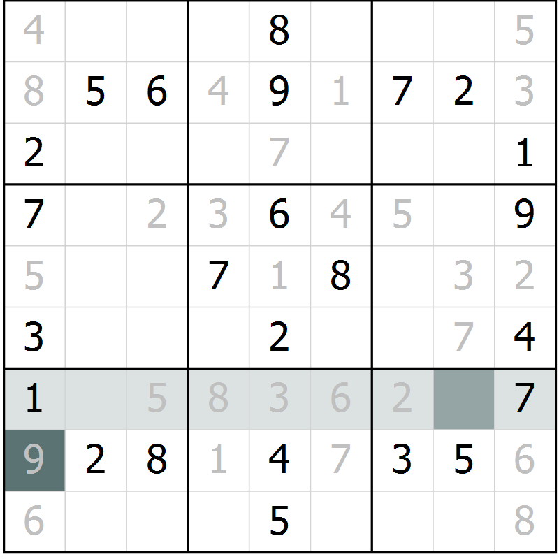 Position des candidats pour la solution de la Gr 27 page 29 du magazine de sudoku Success n° 020