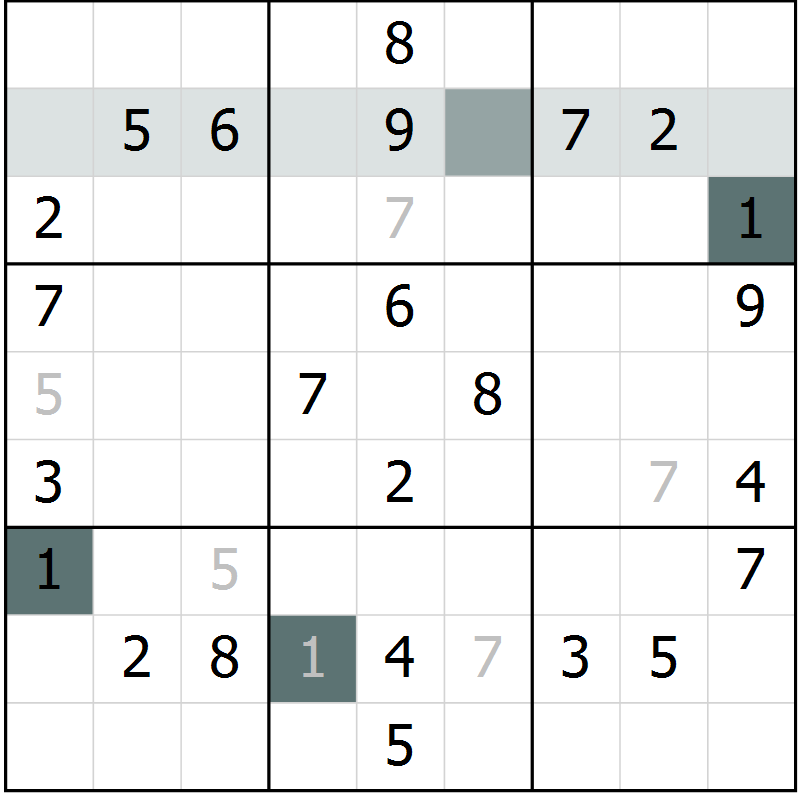 Position des candidats pour la solution de la Gr 27 page 29 du magazine de sudoku Success n° 020