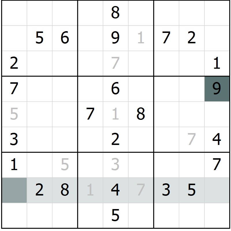 Position des candidats pour la solution de la Gr 27 page 29 du magazine de sudoku Success n° 020