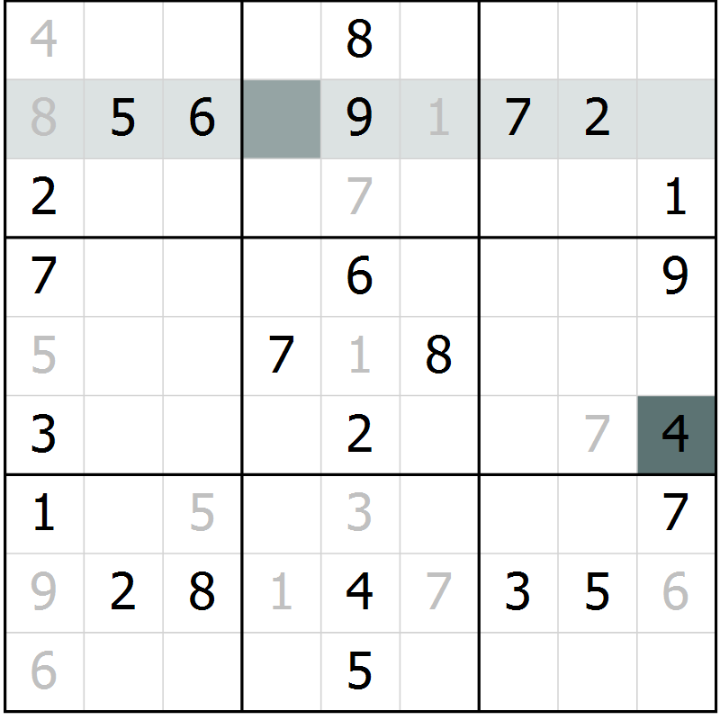 Position des candidats pour la solution de la Gr 27 page 29 du magazine de sudoku Success n° 020