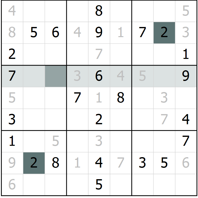 Position des candidats pour la solution de la Gr 27 page 29 du magazine de sudoku Success n° 020