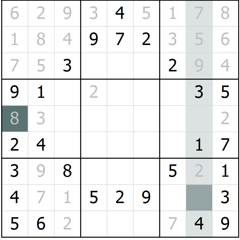 Position des candidats pour la solution de la Gr 28 page 30 du magazine de sudoku Success n° 020