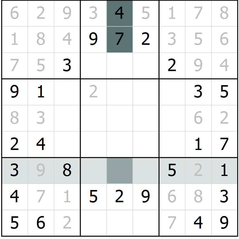 Position des candidats pour la solution de la Gr 28 page 30 du magazine de sudoku Success n° 020