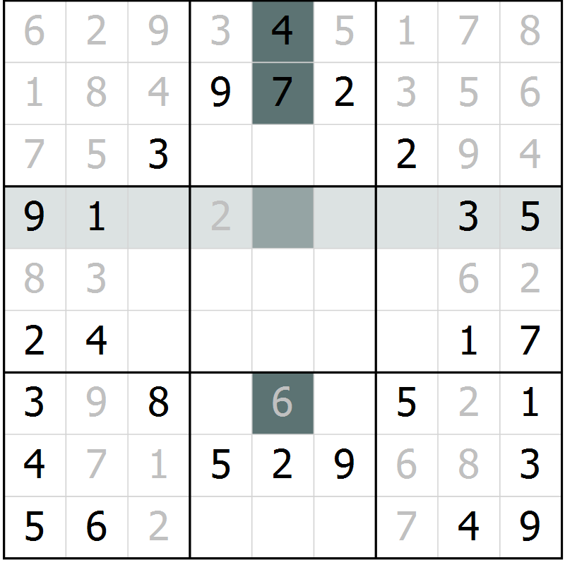 Position des candidats pour la solution de la Gr 28 page 30 du magazine de sudoku Success n° 020