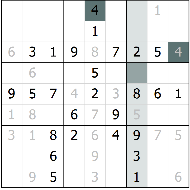 Position des candidats pour la solution de la Gr 29 page 31 du magazine de sudoku Success n° 020