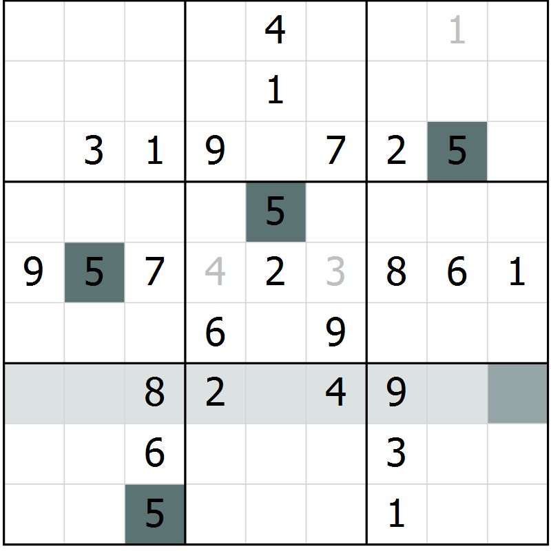 Position des candidats pour la solution de la Gr 29 page 31 du magazine de sudoku Success n° 020