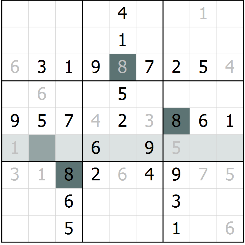 Position des candidats pour la solution de la Gr 29 page 31 du magazine de sudoku Success n° 020
