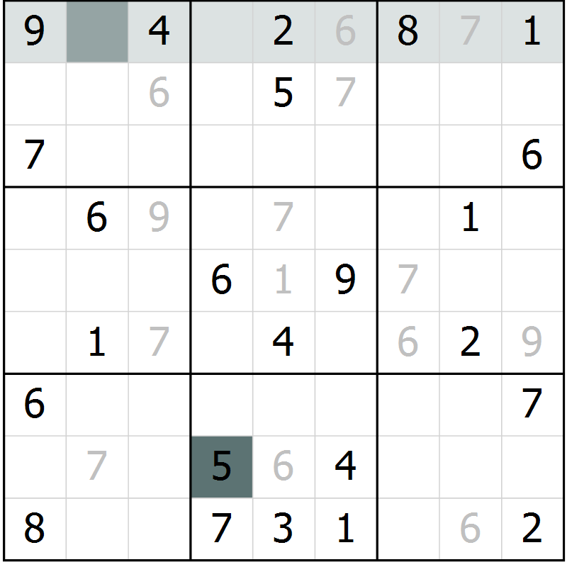 Position des candidats pour la solution de la Gr 3 page 5 du magazine de sudoku Success n° 020