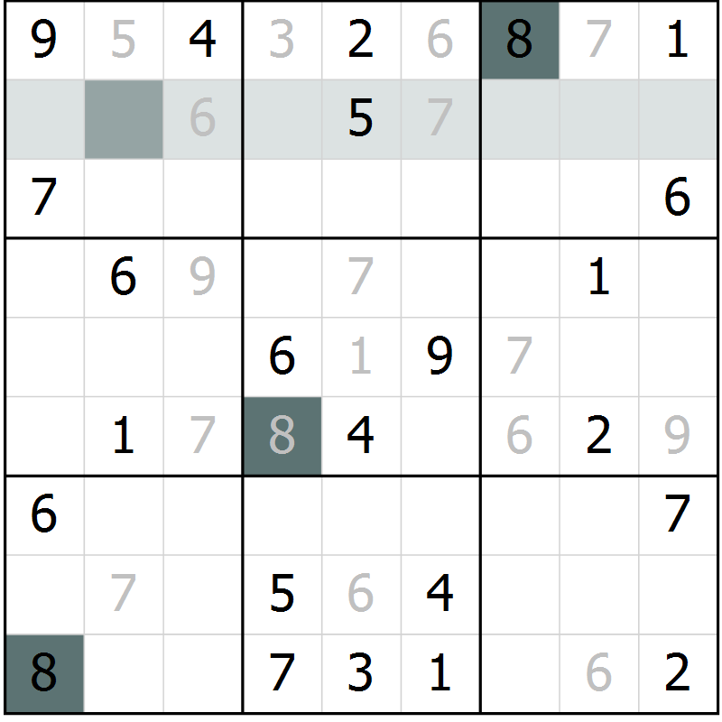 Position des candidats pour la solution de la Gr 3 page 5 du magazine de sudoku Success n° 020