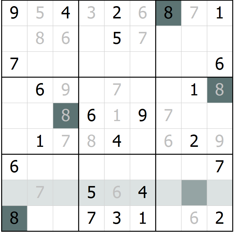 Position des candidats pour la solution de la Gr 3 page 5 du magazine de sudoku Success n° 020