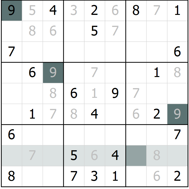 Position des candidats pour la solution de la Gr 3 page 5 du magazine de sudoku Success n° 020