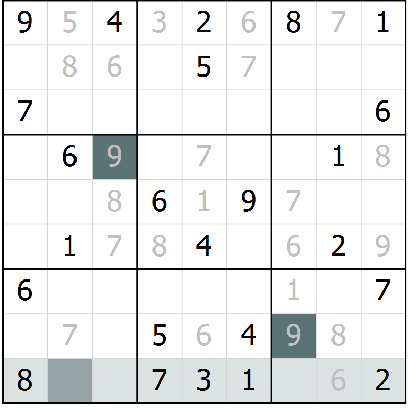 Position des candidats pour la solution de la Gr 3 page 5 du magazine de sudoku Success n° 020