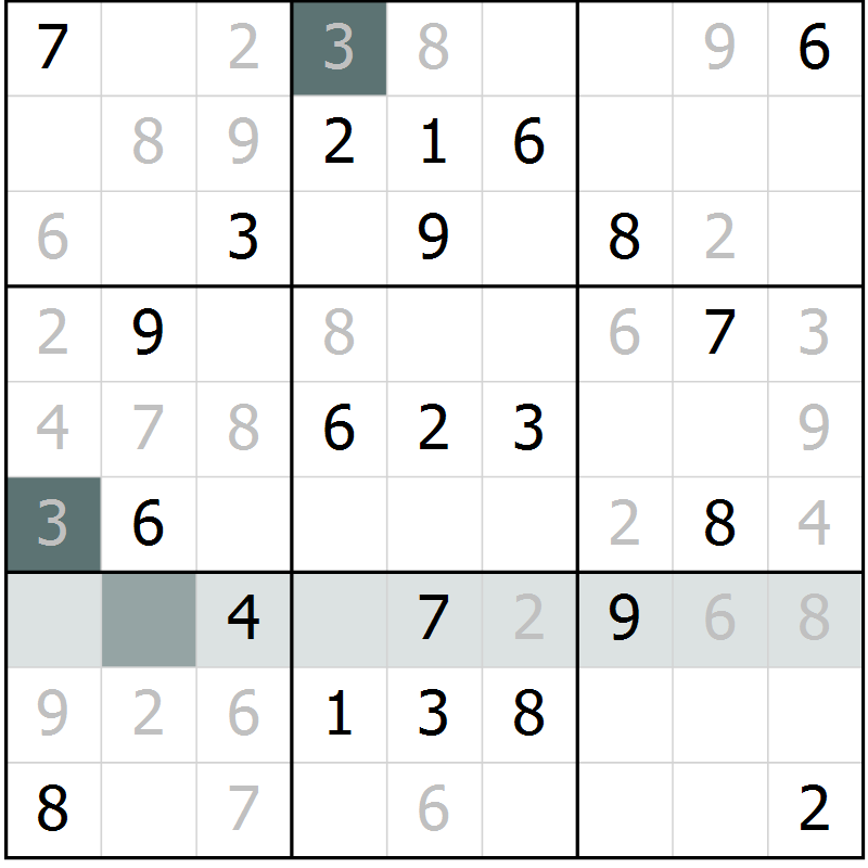 Position des candidats pour la solution de la Gr 30 page 32 du magazine de sudoku Success n° 020