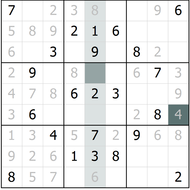 Position des candidats pour la solution de la Gr 30 page 32 du magazine de sudoku Success n° 020