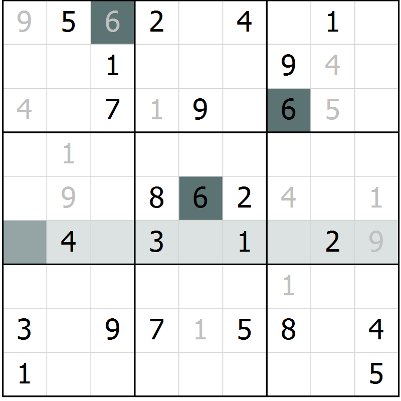 Position des candidats pour la solution de la Gr 31 page 33 du magazine de sudoku Success n° 020