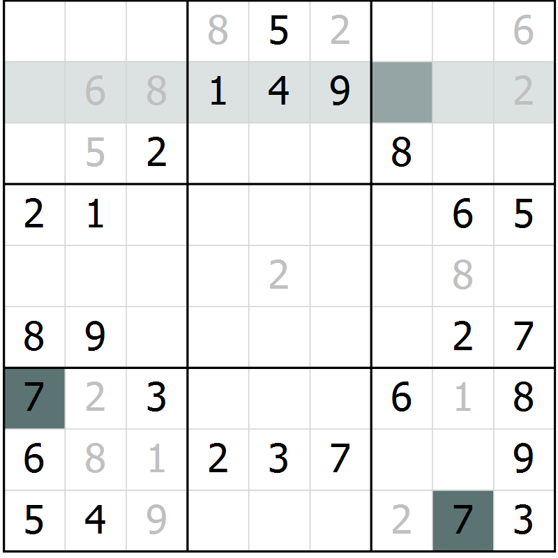 Position des candidats pour la solution de la Gr 32 page 34 du magazine de sudoku Success n° 020