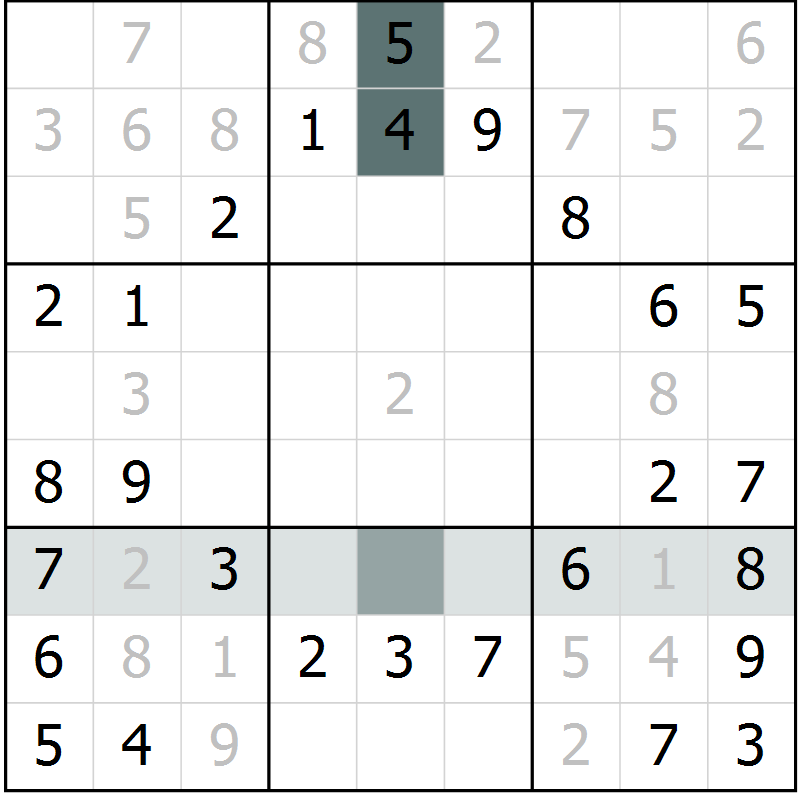 Position des candidats pour la solution de la Gr 32 page 34 du magazine de sudoku Success n° 020
