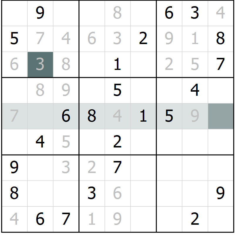 Position des candidats pour la solution de la Gr 33 page 35 du magazine de sudoku Success n° 020