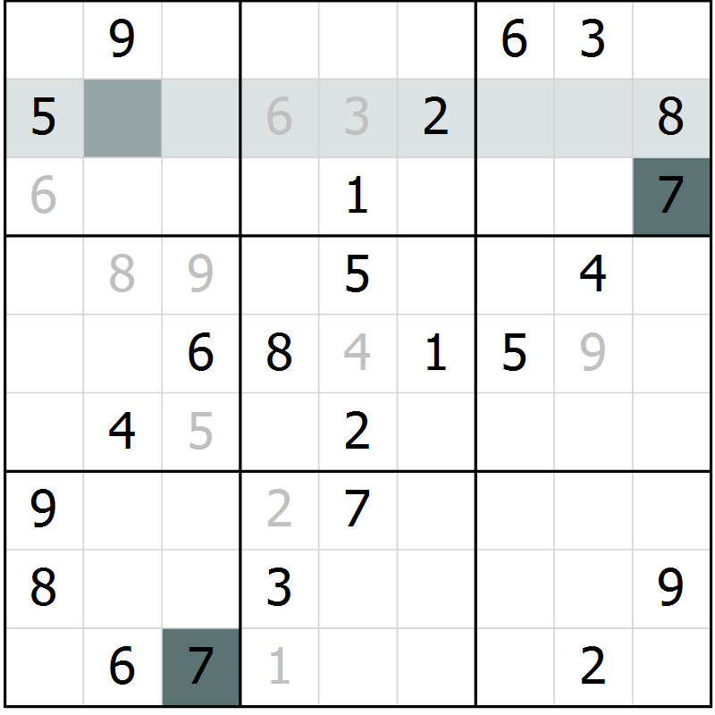 Position des candidats pour la solution de la Gr 33 page 35 du magazine de sudoku Success n° 020