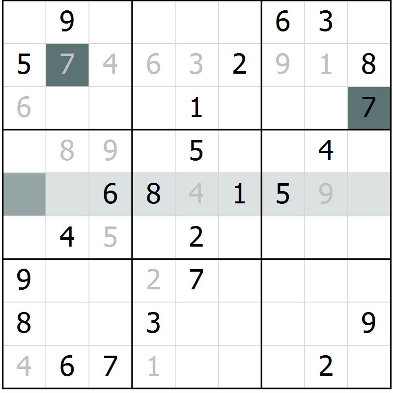 Position des candidats pour la solution de la Gr 33 page 35 du magazine de sudoku Success n° 020