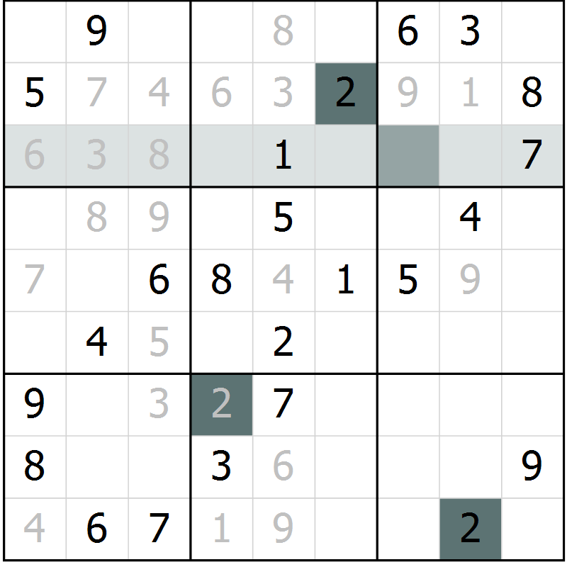Position des candidats pour la solution de la Gr 33 page 35 du magazine de sudoku Success n° 020
