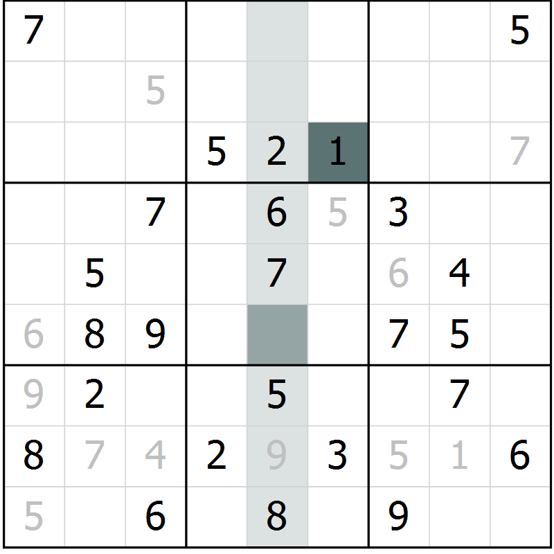 Position des candidats pour la solution de la Gr 34 page 36 du magazine de sudoku Success n° 020