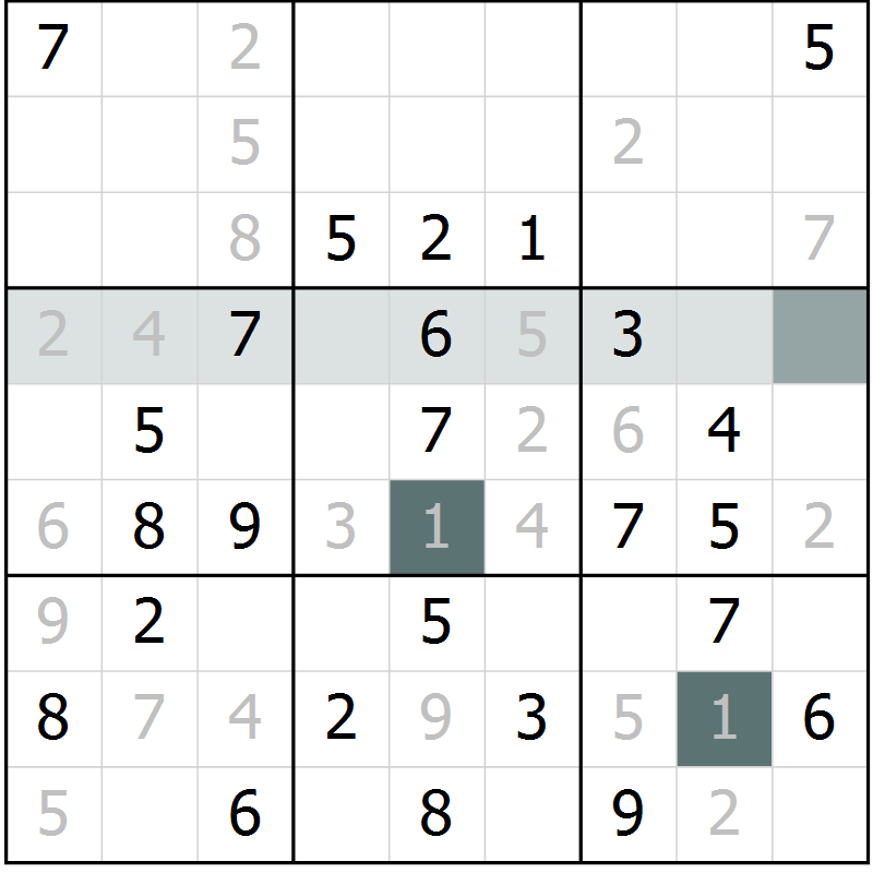 Position des candidats pour la solution de la Gr 34 page 36 du magazine de sudoku Success n° 020
