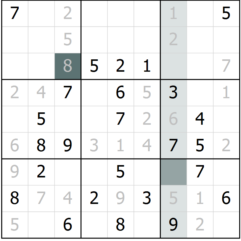 Position des candidats pour la solution de la Gr 34 page 36 du magazine de sudoku Success n° 020