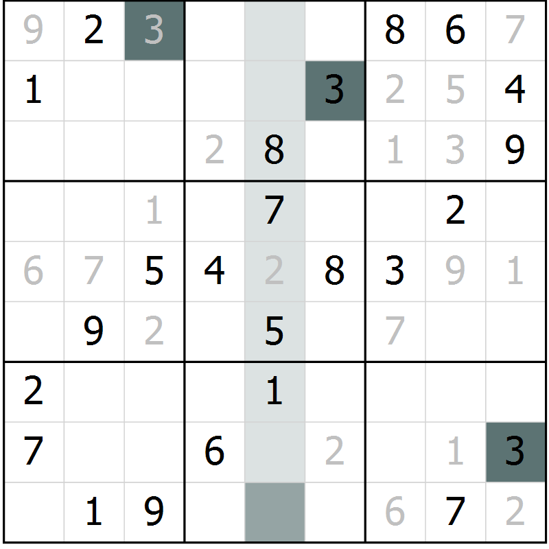 Position des candidats pour la solution de la Gr 35 page 37 du magazine de sudoku Success n° 020