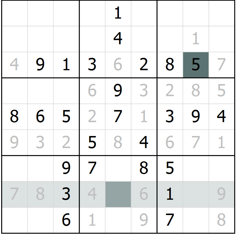 Position des candidats pour la solution de la Gr 36 page 38 du magazine de sudoku Success n° 020