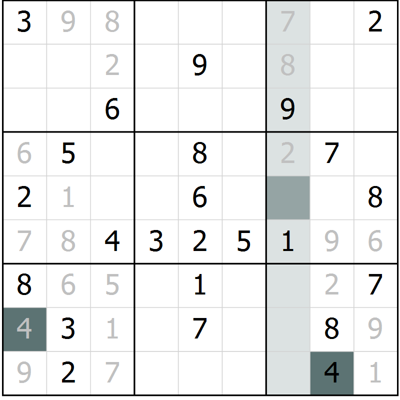 Position des candidats pour la solution de la Gr 37 page 39 du magazine de sudoku Success n° 020