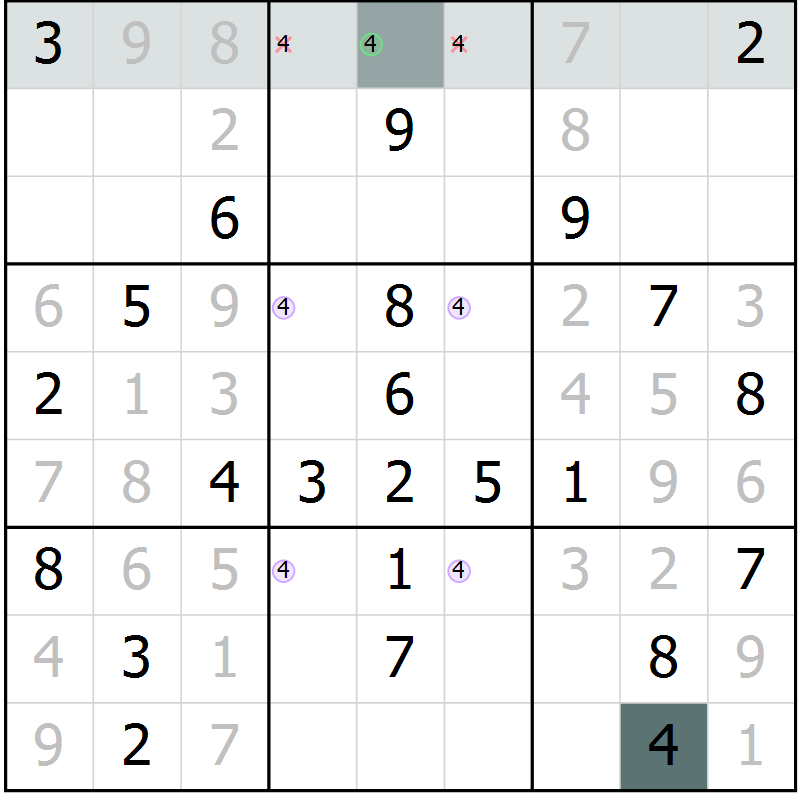 Position des candidats pour la solution de la Gr 37 page 39 du magazine de sudoku Success n° 020
