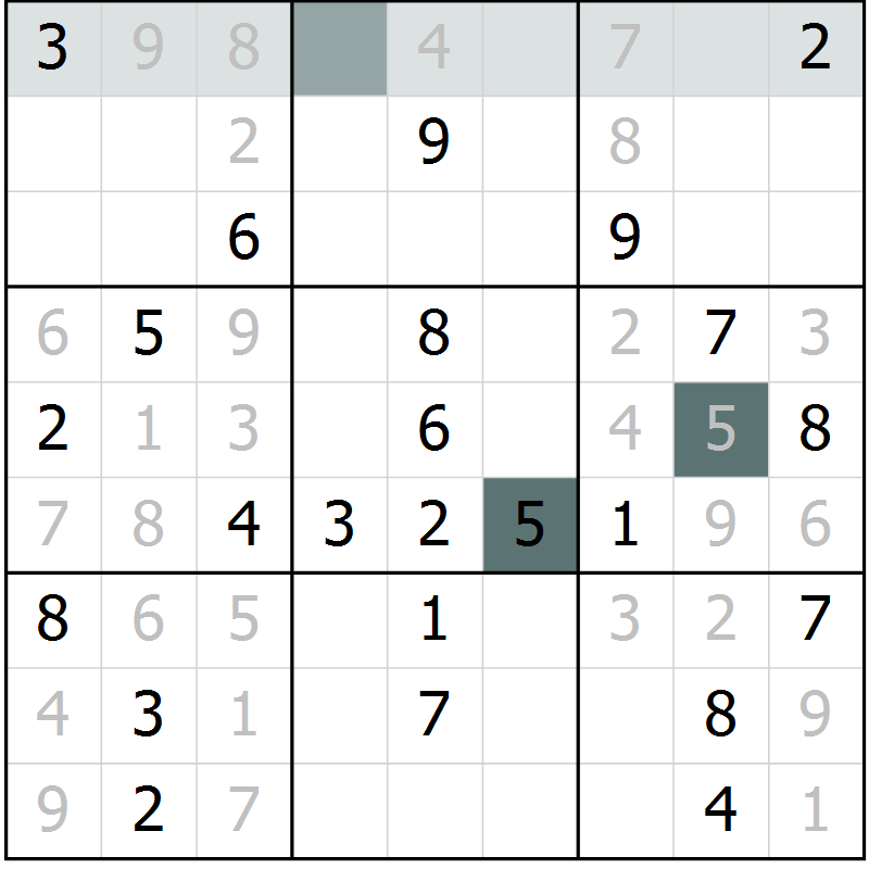 Position des candidats pour la solution de la Gr 37 page 39 du magazine de sudoku Success n° 020