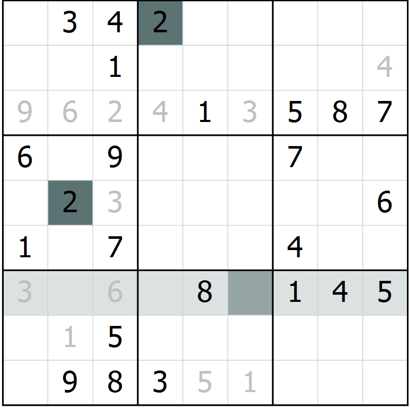 Position des candidats pour la solution de la Gr 38 page 40 du magazine de sudoku Success n° 020