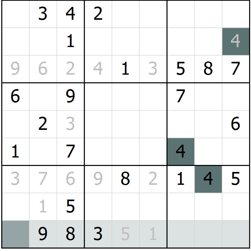 Position des candidats pour la solution de la Gr 38 page 40 du magazine de sudoku Success n° 020