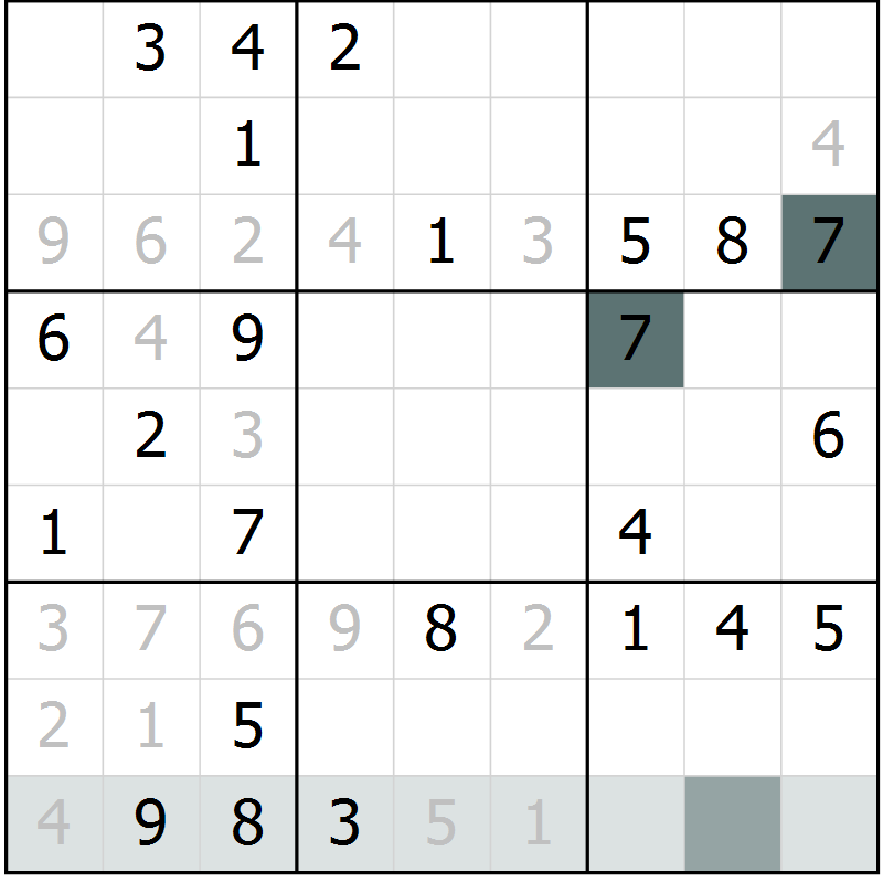 Position des candidats pour la solution de la Gr 38 page 40 du magazine de sudoku Success n° 020