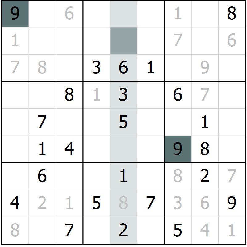 Position des candidats pour la solution de la Gr 39 page 41 du magazine de sudoku Success n° 020