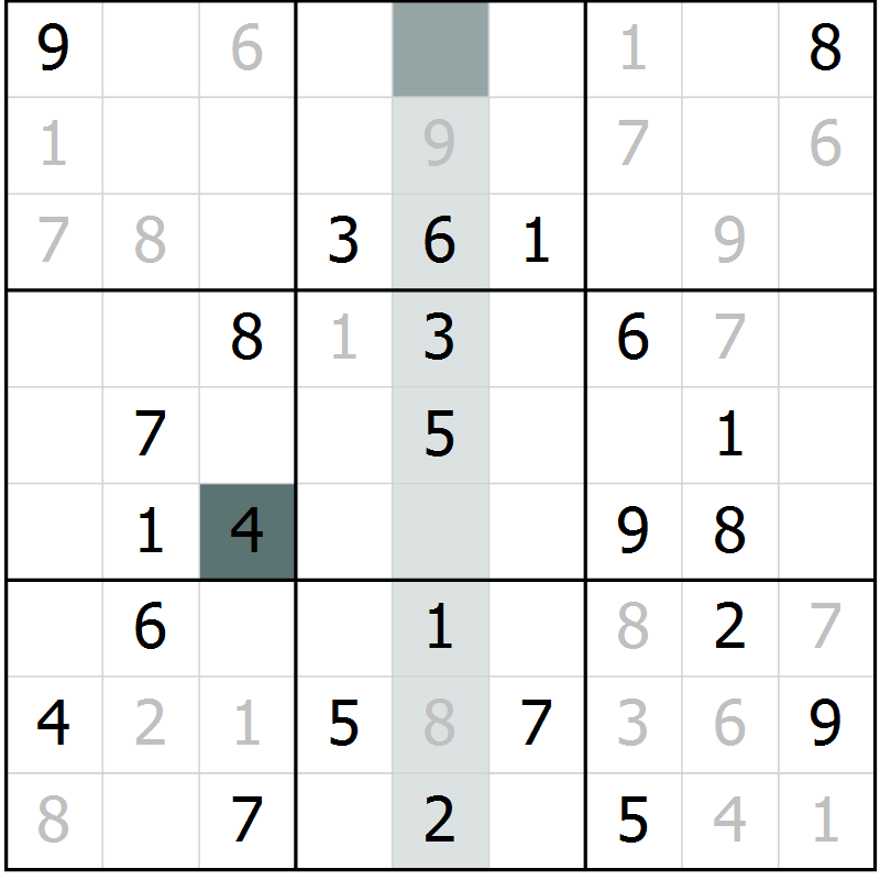 Position des candidats pour la solution de la Gr 39 page 41 du magazine de sudoku Success n° 020