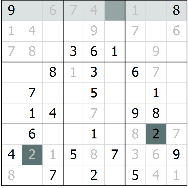 Position des candidats pour la solution de la Gr 39 page 41 du magazine de sudoku Success n° 020