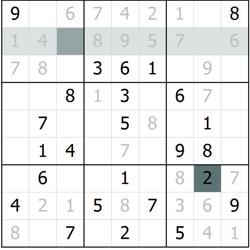 Position des candidats pour la solution de la Gr 39 page 41 du magazine de sudoku Success n° 020