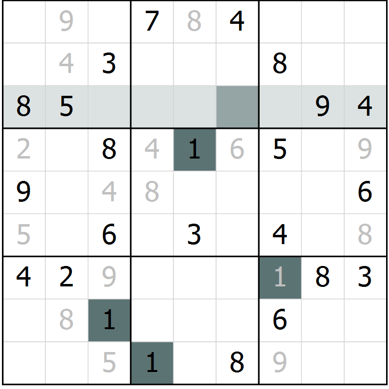 Position des candidats pour la solution de la Gr 4 page 6 du magazine de sudoku Success n° 020