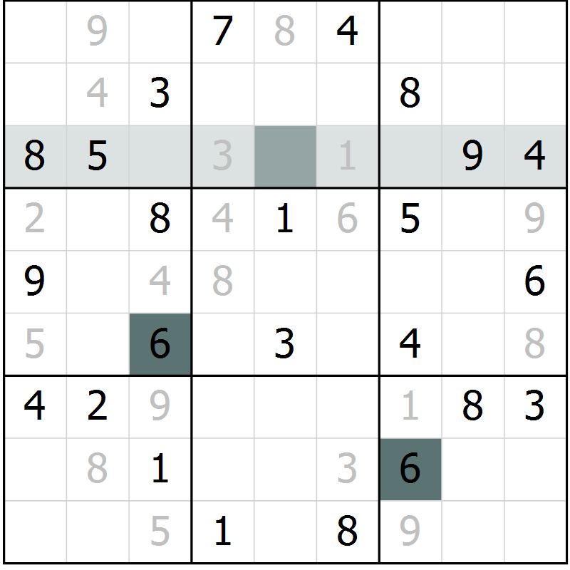 Position des candidats pour la solution de la Gr 4 page 6 du magazine de sudoku Success n° 020
