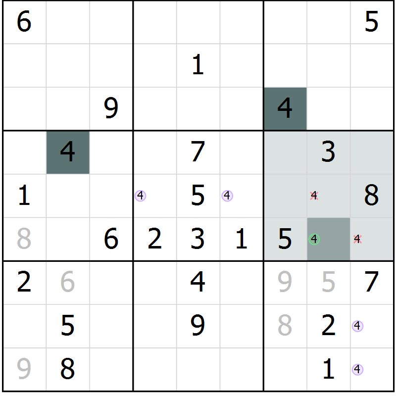 Position des candidats pour la solution de la Gr 40 page 42 du magazine de sudoku Success n° 020