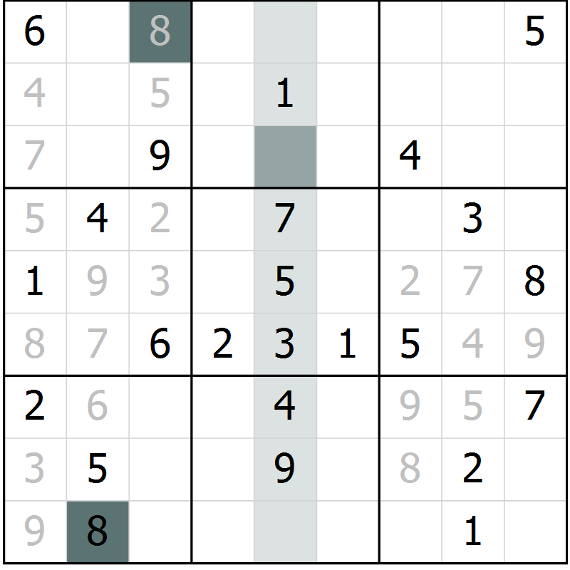 Position des candidats pour la solution de la Gr 40 page 42 du magazine de sudoku Success n° 020