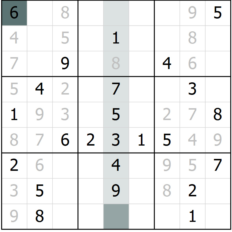Position des candidats pour la solution de la Gr 40 page 42 du magazine de sudoku Success n° 020
