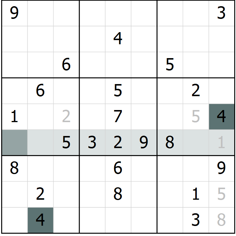 Position des candidats pour la solution de la Gr 41 page 43 du magazine de sudoku Success n° 020